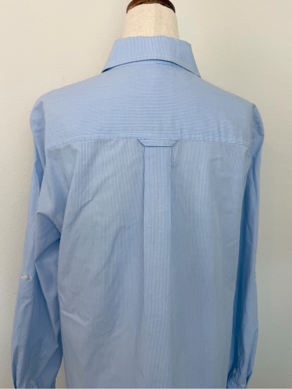 Finley Jenna Striped Cotton Chambray Ruffle Shirtdress Womens Blue White - Picture 12 of 16
